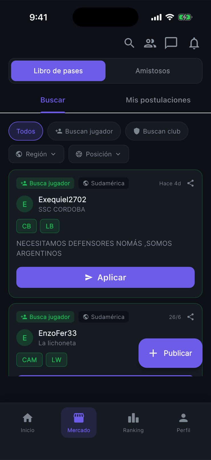 Mercado de pases y amistosos en Rankeado